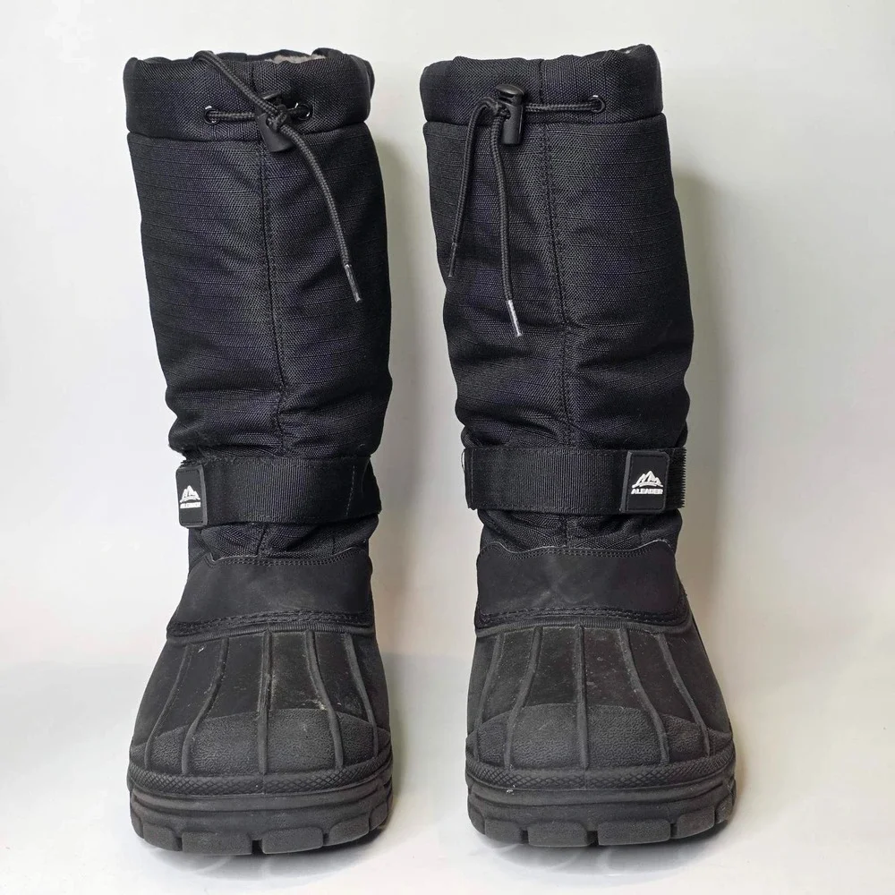 Aleader Snow Boots Men's Size 10 Black Waterproof Thinsulate Pull On Shoes